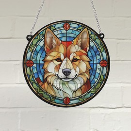 Shiba Inu Stained Glass Effect Suncatcher Gift for Dog Lovers - 13cm