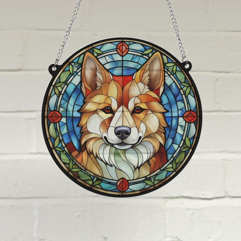 Shiba Inu Stained Glass Effect Suncatcher Gift for Dog Lovers