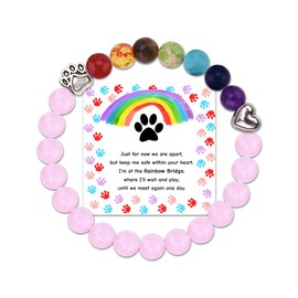 ShiQiao Spl Sympathy Gifts for Pet Loss Memorial Bracelet for Dogs Cats Pet Bereavement Gift for Pet Owner Animal Lover Elastic Paw Print Beaded Bracelet for Women Men