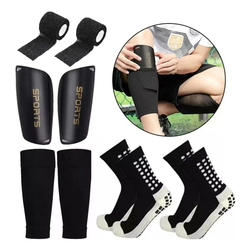 Antideslizantes Fútbol Y Manga Media Y Espinillera-6pcs