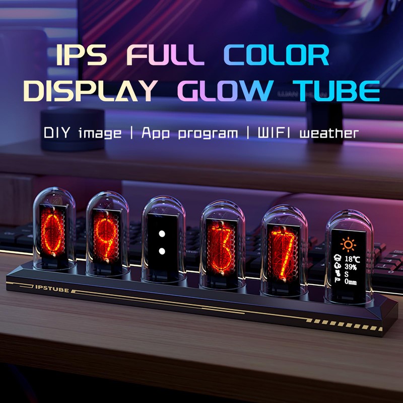 Vastarry Nixie Tube Clock Glow Tube Clock IPS Colour Screen