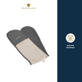 MasterClass Deluxe Professional Oven Gloves, Heat Resistant and Double-Sided Mitts, Heavy-Duty Cotton, Non-Slip Gloves for Cooking and Baking, Grey