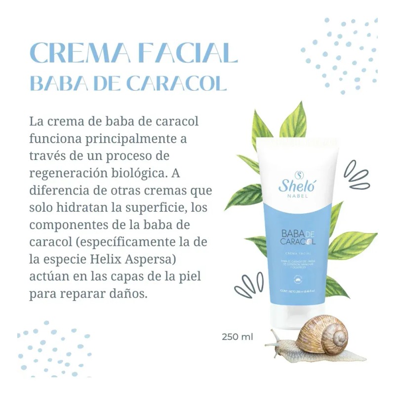 Sheló Nabel Crema Facial con Baba de Caracol, Reduce Cicatrices,