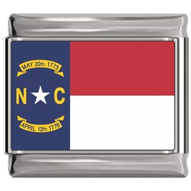State of North Carolina Photo Flag Italian Charm Bracelet Jewelry Link