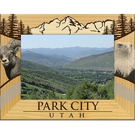 Saddle Mountain Souvenir Park City Utah Laser Engraved Wood Picture Frame Landscape (5 x 7)