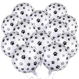 12 Pcs 18 inch Dog Paw Print Aluminum Foil Balloons Jungle Animal Patterns Round Aluminium Foil Balloons Wildlife Print Balloons for Zoo Themed Jungle Safari Themed Birthday Decorations(Dog Paw Print)