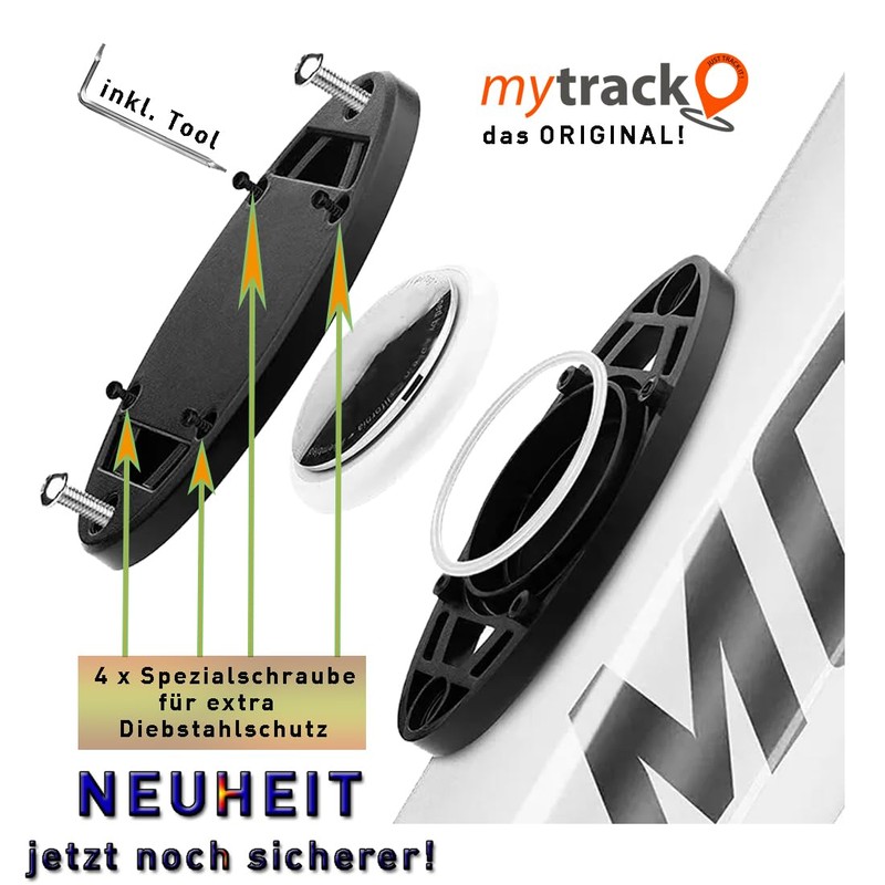 mytrack AirTag Waterproof Bicycle Mount with Security Screws & Accessories,