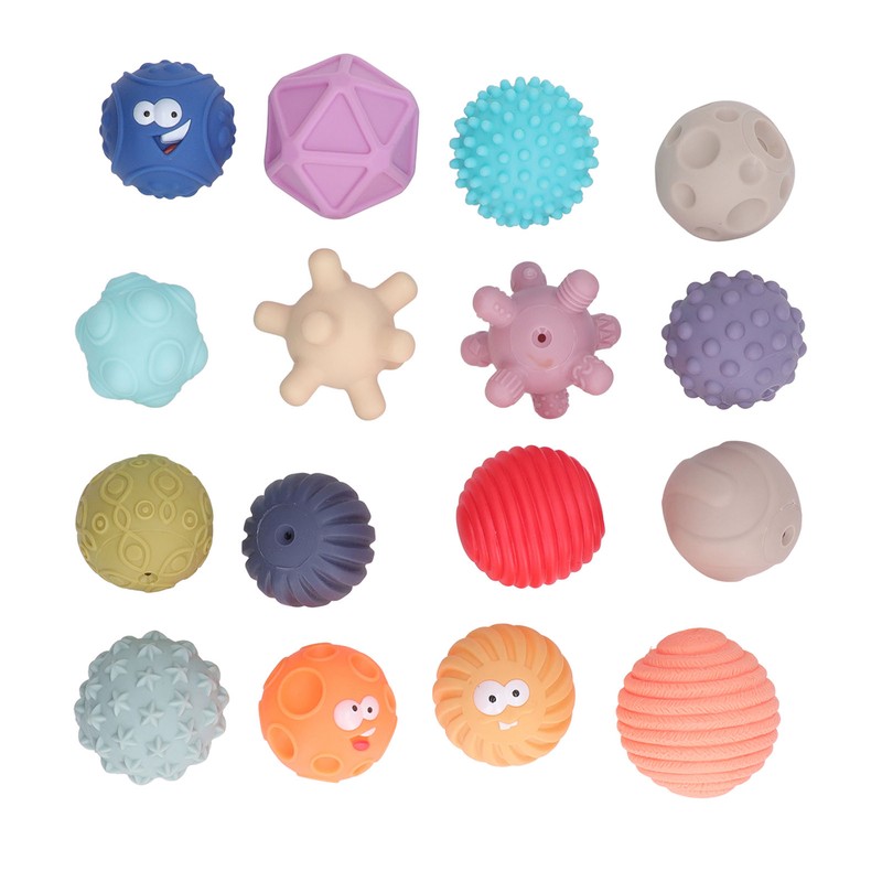 16PCS Baby Soft Textured Sensory Balls Toddlers Exploration Toys Sensory