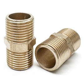 ZLYY 2Pcs Brass Pipe Fitting, 1/2" x 1/2" G Male Thread Pipe, Faucet Extension Adapter Kits, 1.6" Long Hex Nipple