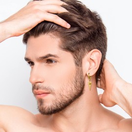 JewelryWe 3Pairs Dangling Earrings Set Hip Hop Punk Geometric Triangle Dangly Stud Earrings for Men Women