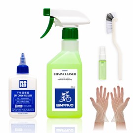 WINFAVO Bike Chain Lube and Degreaser: Bike Chain Cleaning Kit Spray Degreaser with Dry Chain Wax Lube - Drivetrain ＆ Brake Wash for Bicycle 350ML, Solvent Formulation, Extremely Fast Degreasing