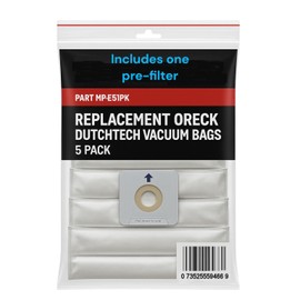 MP Maresh Products ET511PK Replacement Vacuum Bags – Compatible with Oreck Dutchtech 1100, 1200, 1300, 1400 Series – 5-Pack with 1 Pre-Filter – HEPA Standard Double-Wall Filtration