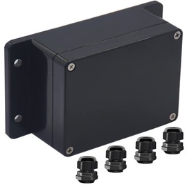 Otdorpatio Junction Box IP65 Waterproof ABS Plastic Electrical Project Case Power Junction Boxes, Project Box with Fixed Ear Black 4.53x3.54 x2.17 inch (115 x 90 x55 mm)