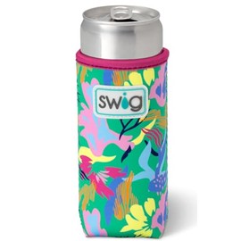 Swig Life Slim Can + Bottle Cooler, Neoprene Insulated Can Sleeve Jacket for Slim Size 12oz Cans or Bottles Seltzer, Paradise Skinny Can Coolie