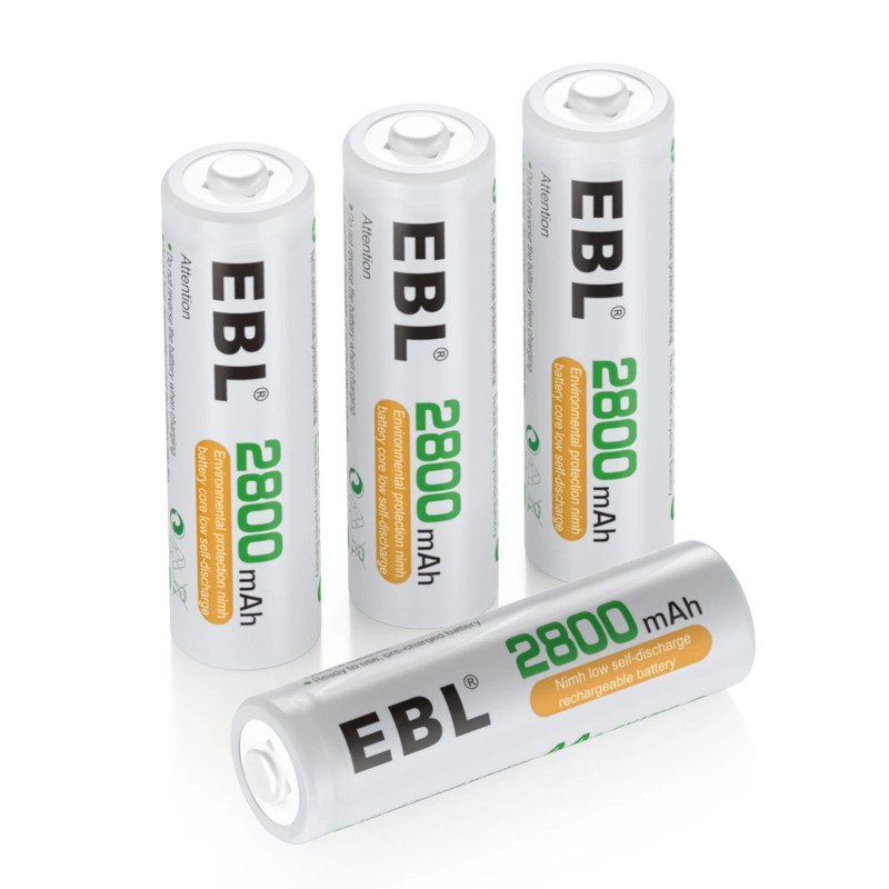 EBL 20Pcs 2800mAh AA Rechargeable Batteries 1.2V NI-MH Battery For