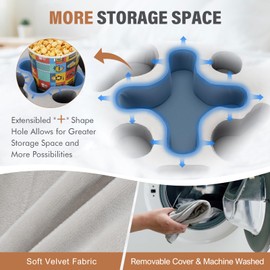 Couch Cup Holder-Sofa Cup Holder Pillow | Couch Caddy Buddy | Drinks Cupholder Tray Organizer for Bed, Rv, Tv, Car, Man Cave, Boat, Remote, Snacks| Gift for Couch Potato,Newborns' Partent (SilverGrey)