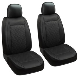 GIANT PANDA Front Car Seat Cover for Ford, Piping Leather Bucket Seat Covers Custom Fit Ford Escape Explorer Edge Mustang Bronco Sport 2-Pack (Black)