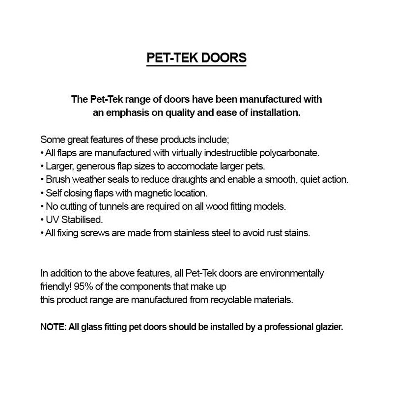 Pet-Tek Glass Fitting Original Cat Door, White