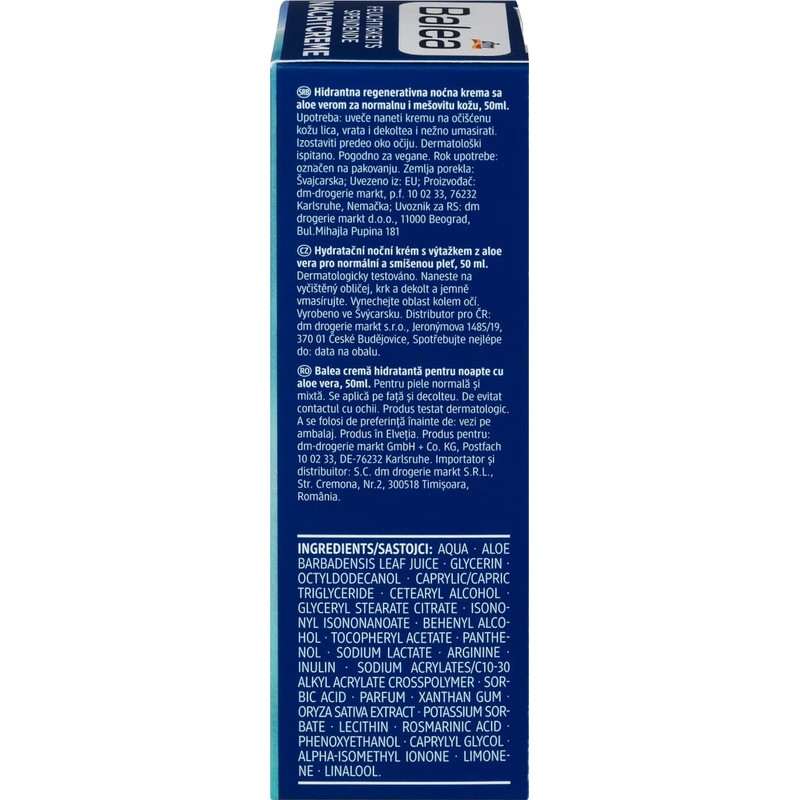 Balea Night Cream Moisturising Normal and Combination Skin 50 ml