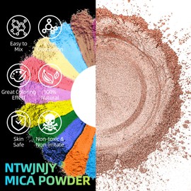 NTWJNJY Flesh Colored Mica Powder for Epoxy Resin，Natural Shimmer Mica Powder Used for Coloring car Spray Paint, Candles, soap, Eye Shadow, Lip Gloss, Nail Polish(50g/1.7oz)