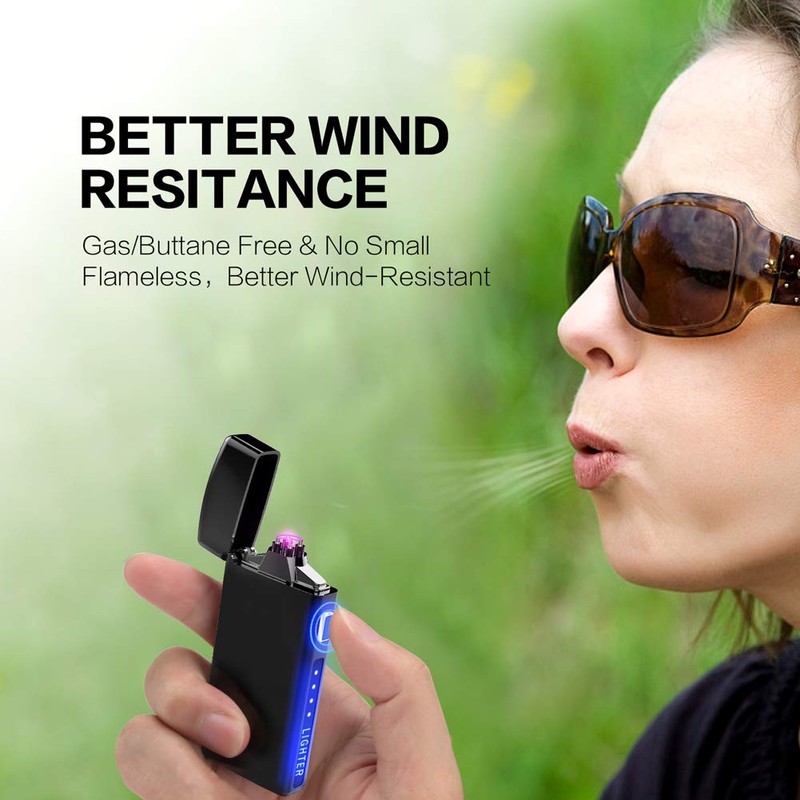 Dual Arc Plasma Lighter with LED Battery Indicator and Box,