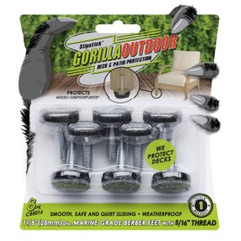 Slipstick Gorilla Outdoor Adjustable Furniture Levelers (8 Pack) Weatherproof Screw in Leg Glides for Chairs, Tables, and Outdoor Furniture Feet, 1-1/8 Inch Berber Glide, 5/16”-18 BSW Thread
