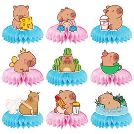 Capybara Birthday Honeycomb Centerpieces 9Pcs Capy Birthday Party Decorations Capybara Table Centerpieces Capybara Theme Party Supplies for Animals Baby Shower Table Decor