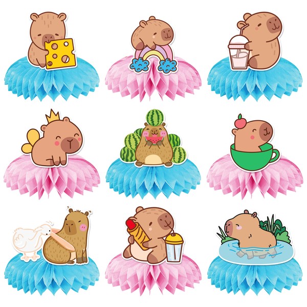 Capybara Birthday Honeycomb Centerpieces 9Pcs Capy Birthday Party Decorations Capybara