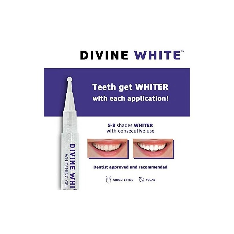 Divine White Teeth Whitening Pen with Brush Tip Applicator -