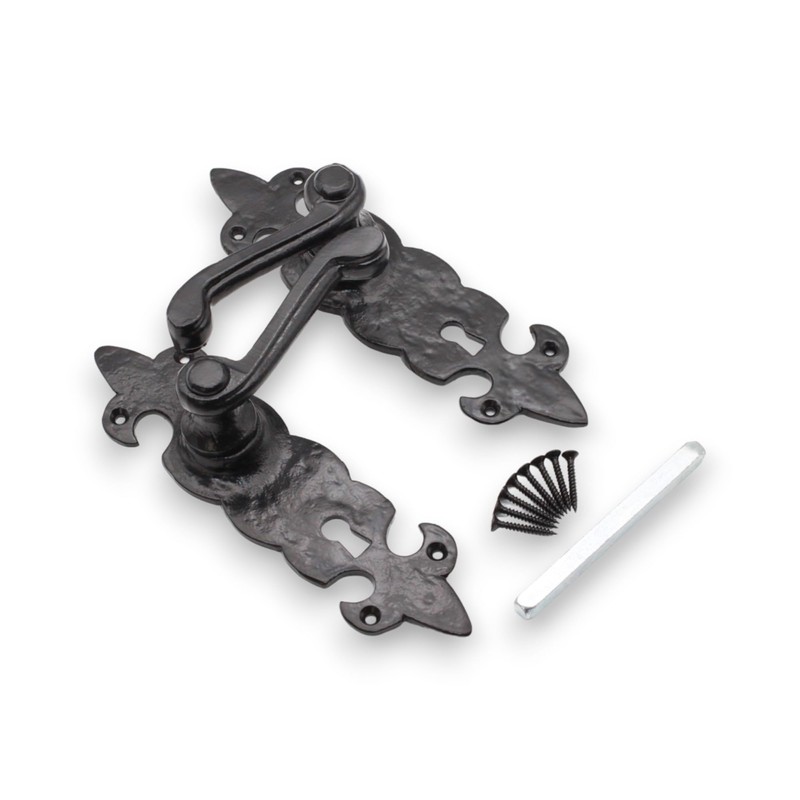 Infinity Decor Antique Black Fleur De LYS Pattern Lever Door