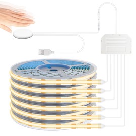 Lichaser USB COB LED Strip 2 m, 6 Rolls 5 V LED for Acoustic Panels Warm White Touch Sensitive Dimmer Switch, COB Strip for Acoustic Panels Lighting, Cabinet, Kitchen, Wall Panels, Shelf