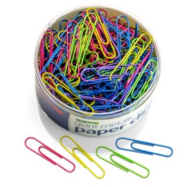 Officemate PVC-Free Assorted Color Coated Giant Paper Clips, 200 per Tub (97226)