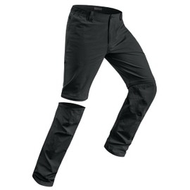 Derminpro Men's Convertible Zip Off Lightweight Cargo Hiking Pants Waterproof Quick Dry Tactical Pants Black Medium