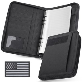 WYNEX Tactical Notebook Padfolio Ring Binder with 80 Sheets, Zipper Portfolio with Refillable 6-Ring Notepad, Army Military Waterproof Notebook Cover, to Record and Organize (7.3" x 10.1")