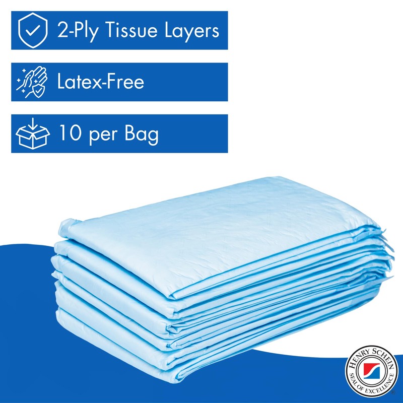 Henry Schein Disposable Underpads, 30x36 – Light Absorbency, 2-Ply Tissue,