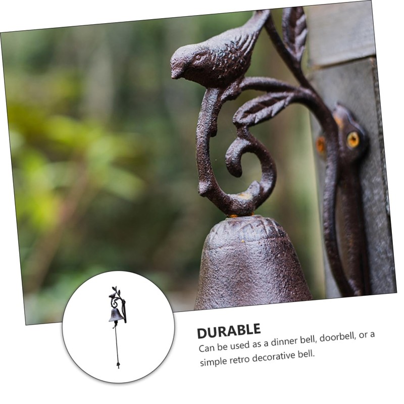 Levemolo Antique Cast Iron Bell Manual Door Chime Decorative Flower
