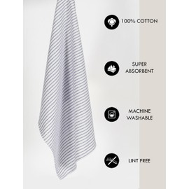 TWINY threads Set of 4 Vintage Stripe Kitchen Towels (18x26 Inches) Premium Tea Towels with Hanging Loop, Highly Absorbent 100% Cotton Bulk Kitchen Hand Towels for Drying Cleaning - Ink Blue, 73910