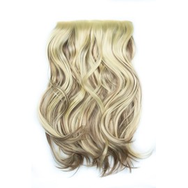 BOMBSHELL HAIR EXTENSIONS 180g 24" 5 Clips Flicky One Piece Half Head Clip On Hair Extensions Wig(M23 HIGHLIGHTS BROWN WITH BLONDE)