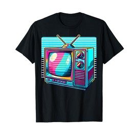 Retro Tv Design Colorful Vintage Television Illustration T-Shirt
