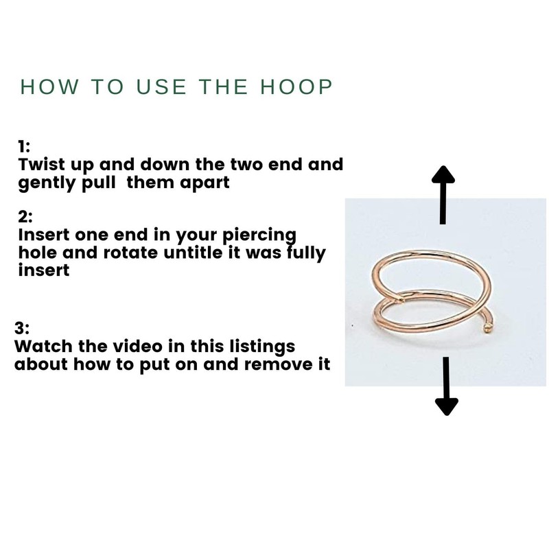 LUCKYJEWUS Double Nose Ring Hoop for Single Piercing, 14k Gold