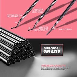 Teenitor Upgraded Pedicure Tools for Feet, Ingrown Toenail File and Lifters, Professional Ingrown Toenail Tool Ingrown Toenail Removal Kit, Black