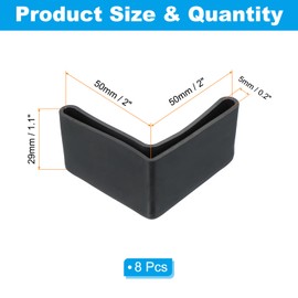 PATIKIL Leg Pads l Shape 2" x 2", 8pcs Furniture Leg Cover Protectors l Shaped Rubber Furniture Angle Iron Caps, Black