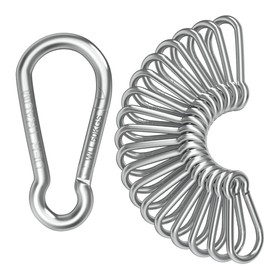 Der Traum Pack of 12 Stainless Steel Carabiner Hooks, 4 x 40 mm, Carabiner with Load Capacity of kg, Ideal for Key Chains, Camping, Hiking, Travel, Fishing, Backpack (Silver)
