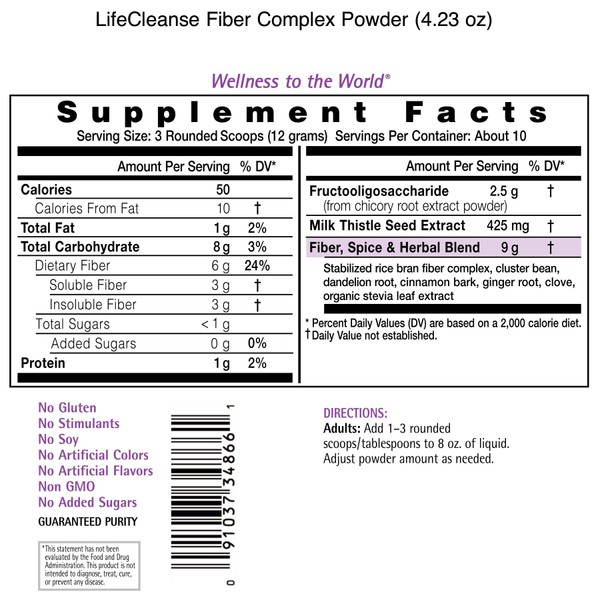 Eniva LifeCleanse Natural Fiber Complex Powder (4.23 oz)