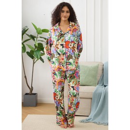 YiNi LuLu Womens Pajamas Set 2 Piece Long Sleeve Sleepwear Button Down Pjs Lounge Set Nightwear with Pockets