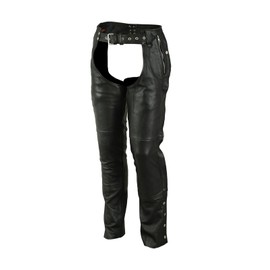 Daniel Smart Motorcycle Leather Chaps All Season Unisex Assless Chaps with mesh Under Lining & Customizable Fitting
