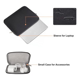 MOSISO Laptop Sleeve Compatible with MacBook Air/Pro, 13-13.3 inch Notebook, Compatible with MacBook Pro 14 inch M3 M2 M1 Chip Pro Max 2023-2021, Neoprene Bag with Small Case, Black
