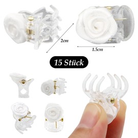 VEGCOO Hair Clips with Rose Petals, Pack of 15 Beige Rose Petals Hair Clips Elegant Small Flowers Hair Clips for Wedding Hair Accessories for Women and Girls