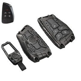 DEGEMEEN Zinc Alloy Key Fob Cover, Compatible with 2022-2025 Chevy Silverado 1500, GMC Sierra 1500, 2024-2025 Silverado Sierra 2500HD 3500HD (Model-A) for Pickup Truck
