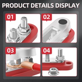 2 Pieces 6 Bolt Post Distribution Block Busbar with Cover 300A 12-48V Brass Stainless Steel Power Distribution Block Busbars Terminal Block for Car Boat Marine